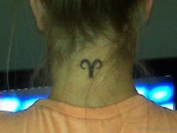 Nice Aries Tattoo On Neck