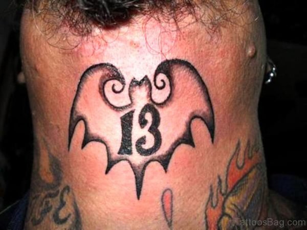 Nice Bat Neck Tattoo Design