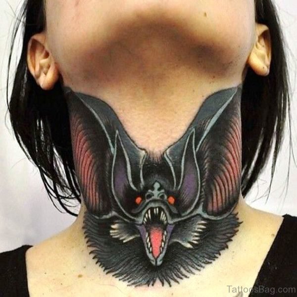 Nice Bat Neck Tattoo