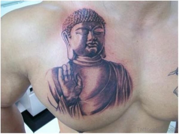 Nice Buddha Tattoo Design On Chest