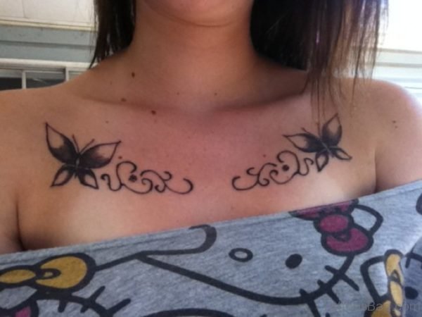 Nice Butterfly Tattoo On Chest