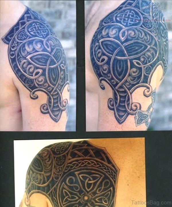 Nice Celtic Armour Shoulder Tattoo