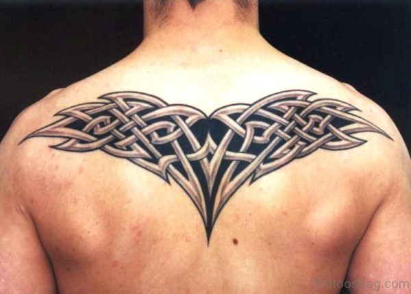 Nice Celtic Tattoo On Upper Back