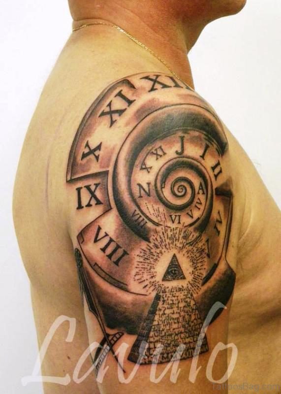 Nice Clock Tattoo Design 