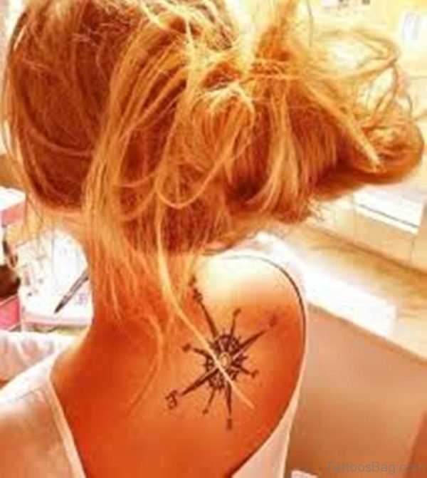Nice Compass Tattoo On Back