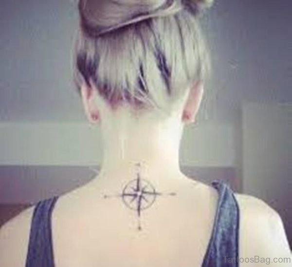 Nice Compass Tattoo On Back Image