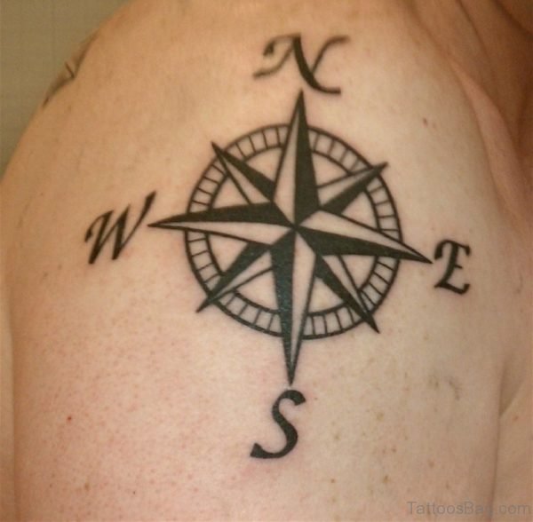Nice Compass Tattoo On Shoulder