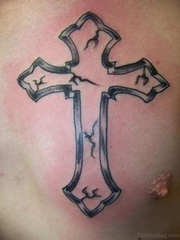 Nice Cross Tattoo On Chest