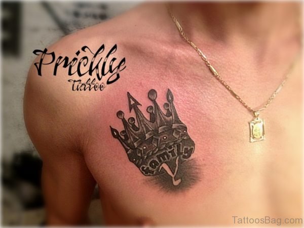 Nice Crown Tattoo On Chest