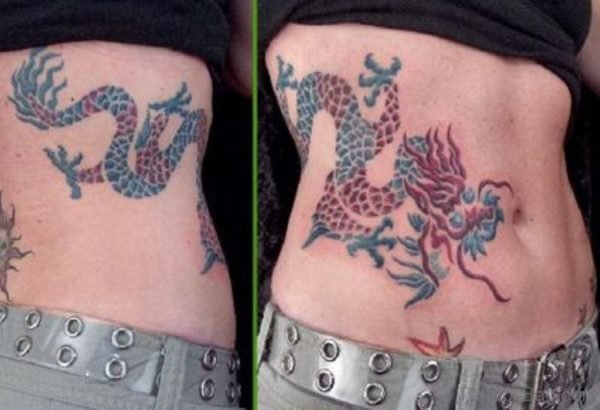 Nice Dragon Tattoo On Rib