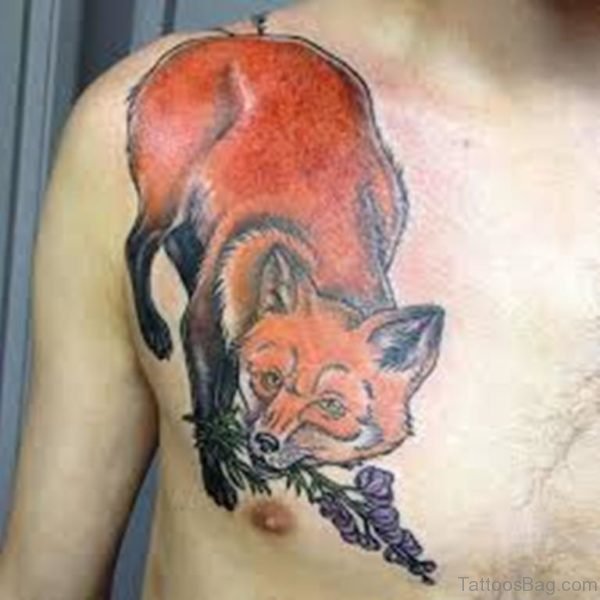 Nice Fox Tattoo On Chest