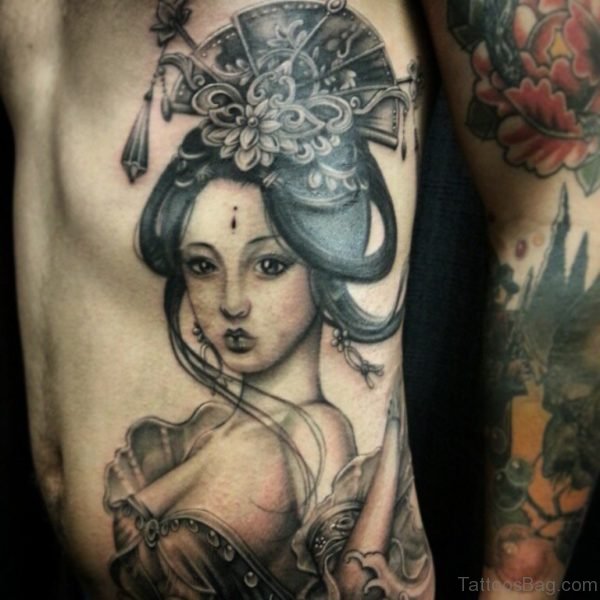 Nice Geisha Tattoo Design