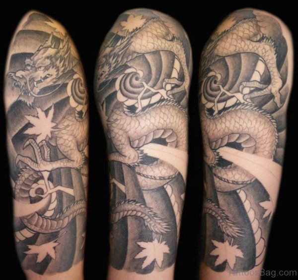 Nice Grey Dragon Tattoo