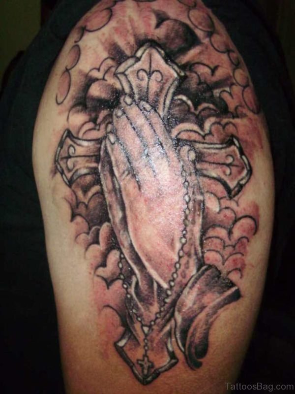 Nice Looking Praying Hands Tattoo