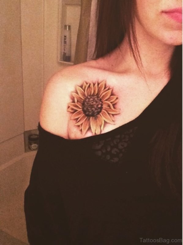 Nice Looking Sunflower Tattoo