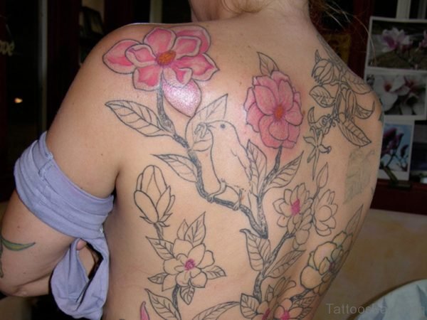 Nice Magnolia Flowers Tattoo