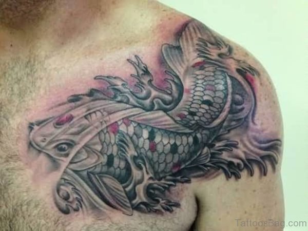 Nice One Koi Fish Tattoo On Chest