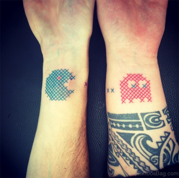 Nice Pacman Wrist Tattoo