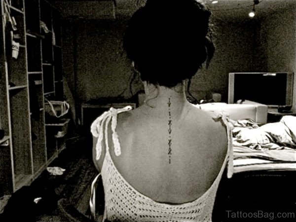 Nice Roman Numeral Tattoo On Neck Back