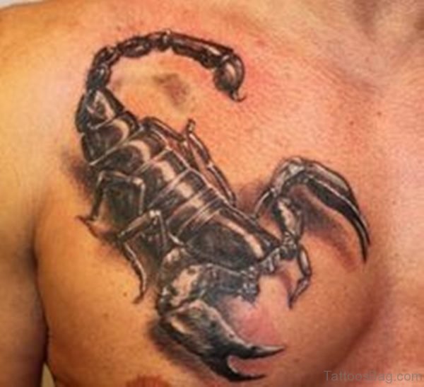 Nice Scorpion Tattoo Design On Chest