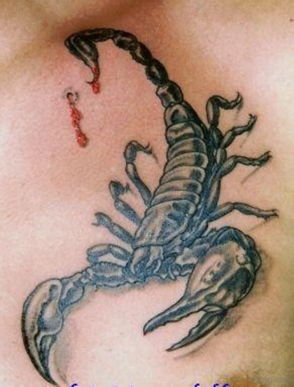 Nice Scorpion Tattoo On Chest