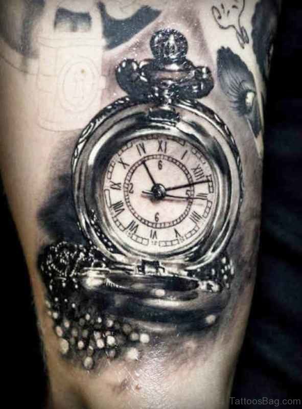 Old Clock Tattoo Design 