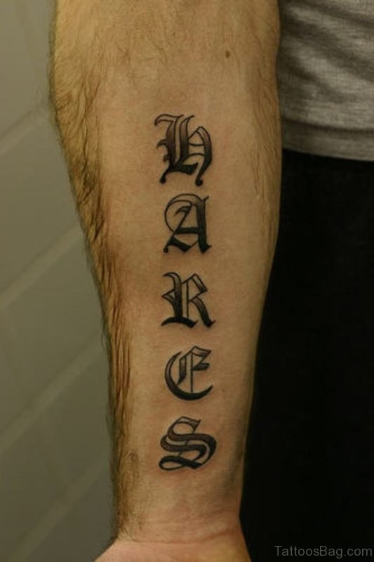 Old English Wording Tattoo