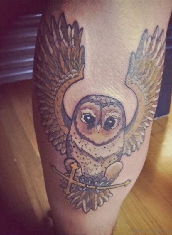 Open Wings And Owl Tattoo