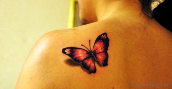 Orange And Black Butterfly Tattoo