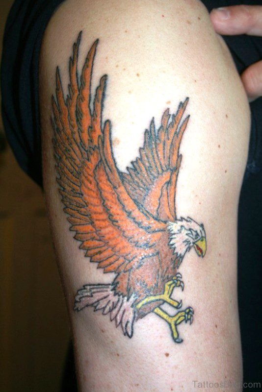 Orange Eagle Shoulder Tattoo Design