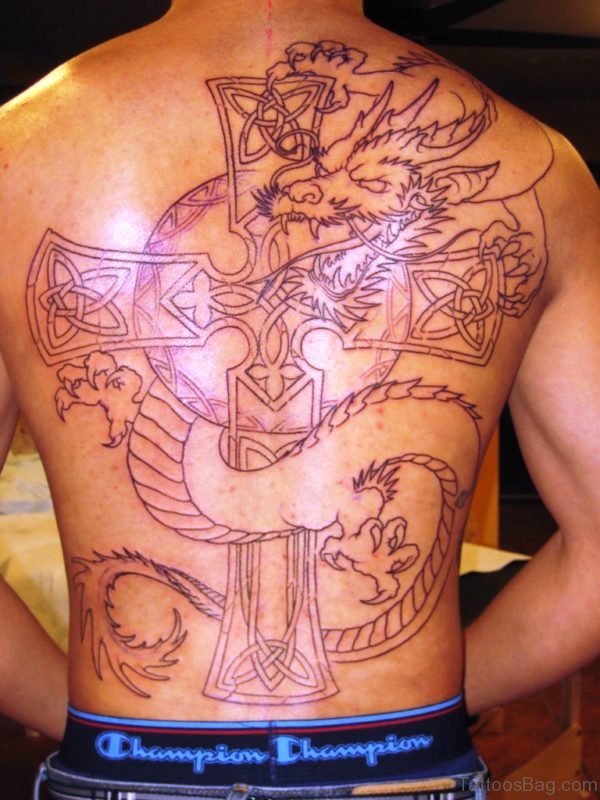 Outline Celtic Cross Tattoo