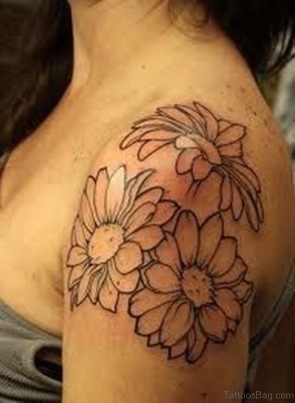 Outline Sunflower Tattoo