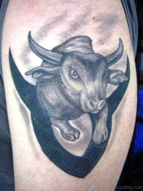 Outstanding Bull Tattoo On Shoulder