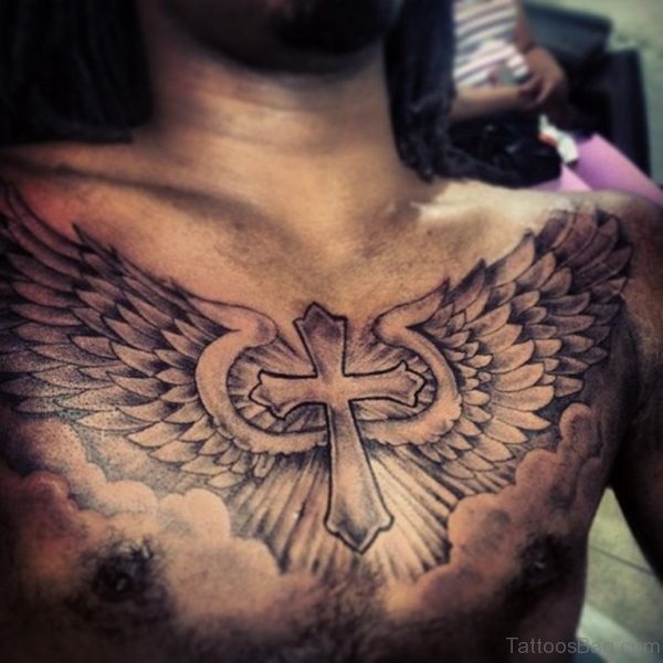 Outstanding Cross Tattoo Design On Chest