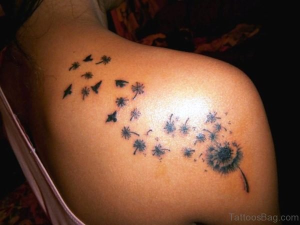 Outstanding Dandelion Tattoo On Shoulder