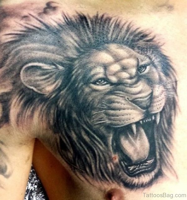 Outstanding Men Lion Tattoo On Chest