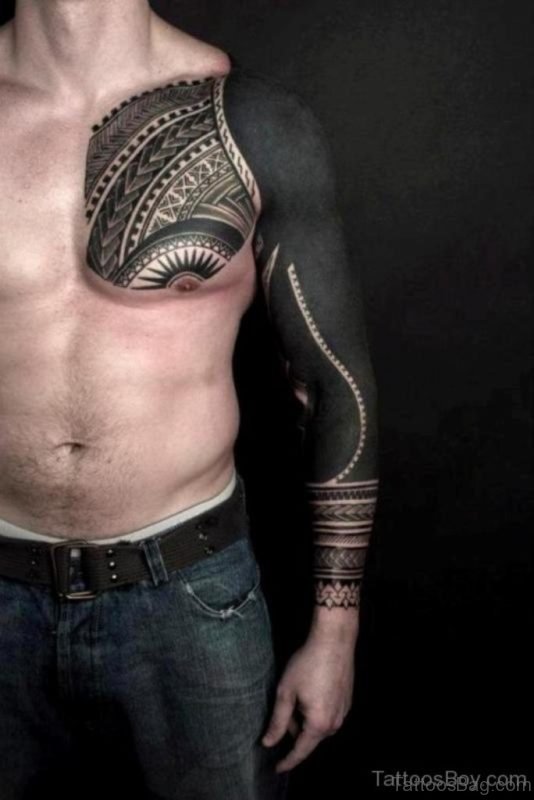 Outstanding Tribal Tattoo On Chest