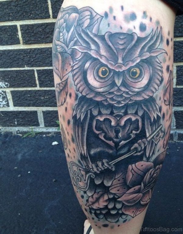 Owl And Key Tattoo