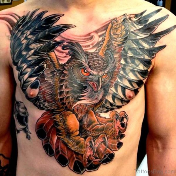 Owl Tattoo Design On Chest