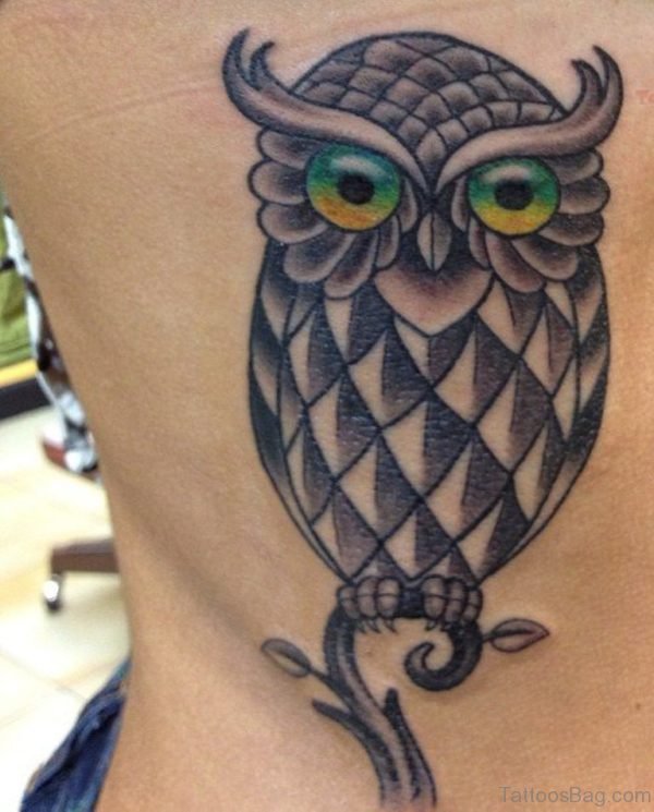Owl Tattoo Design On Rib