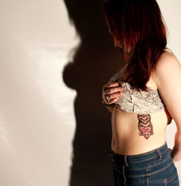 Owl Tattoo On Girl Rib