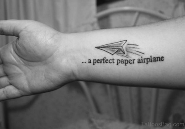 Paper Airplane Tattoo On Wrist