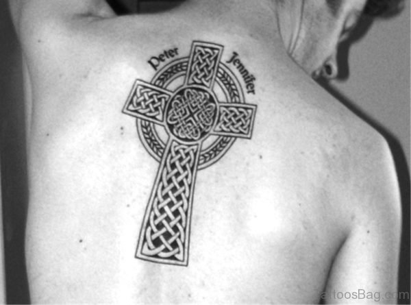 Perfect Celtic Cross Tattoo On Back