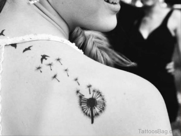 Phenomenal Dandelion Tattoo On Shoulder