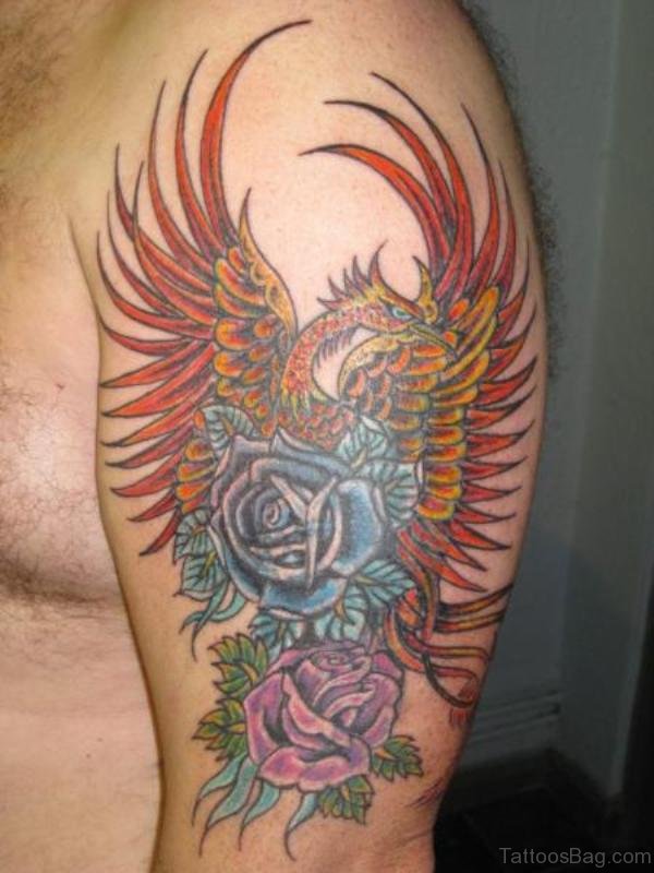 Phoenix And Roses Tattoo