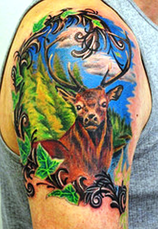 Photo Of Buck Tattoo On Shoulder