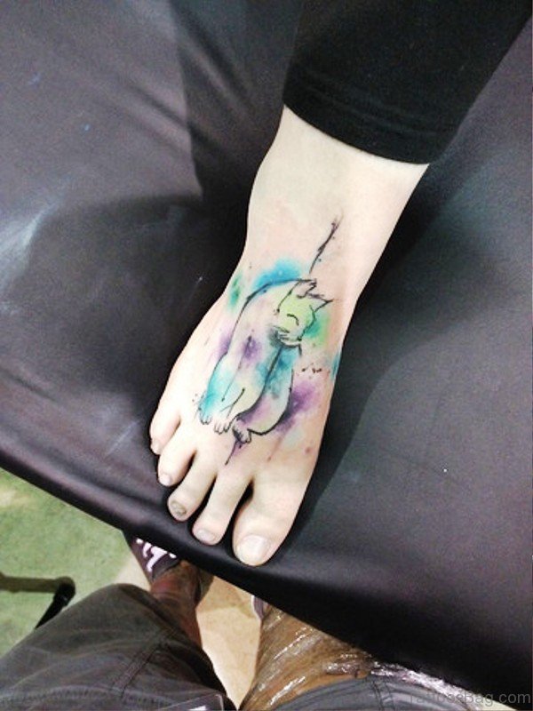 Photo Of Cat Tattoo On Foot