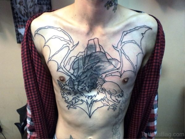 Pic Of Bat Tattoo On Chest