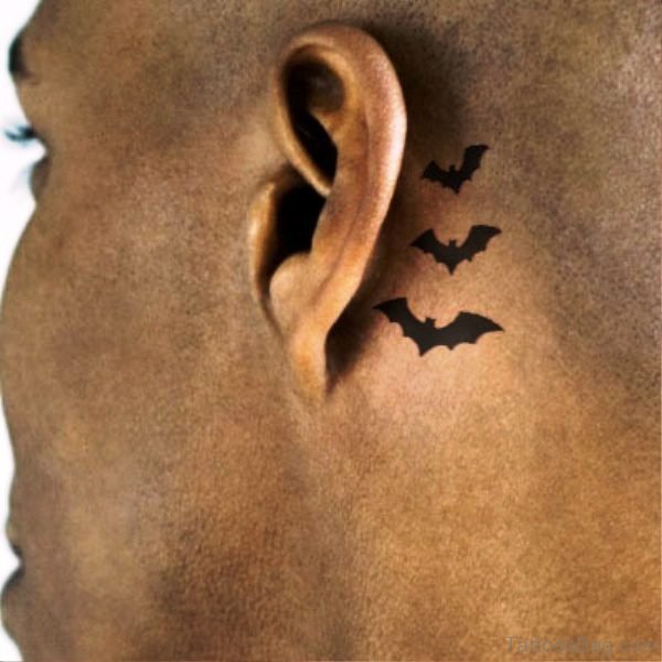 Pic Of Bats Tattoo Behind Ears