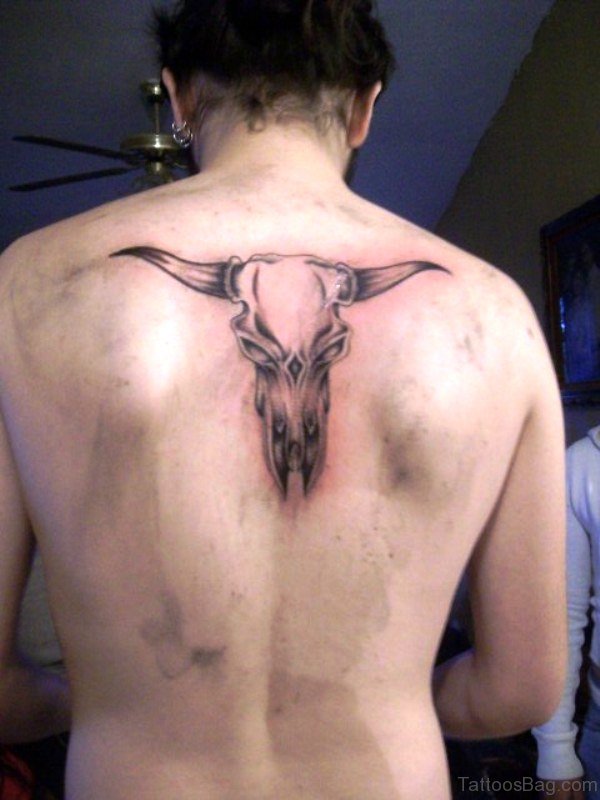 Pic Of Bull Skull Tattoo On Back